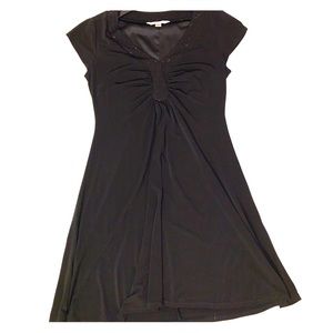 Black midi dress with sequins on chest